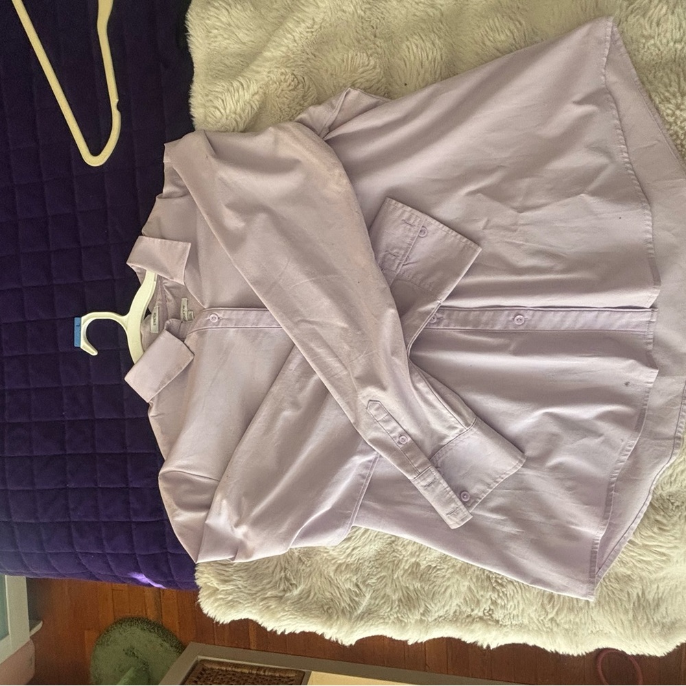 Liz Claiborne Light Purple Stretch Blouse Button Down